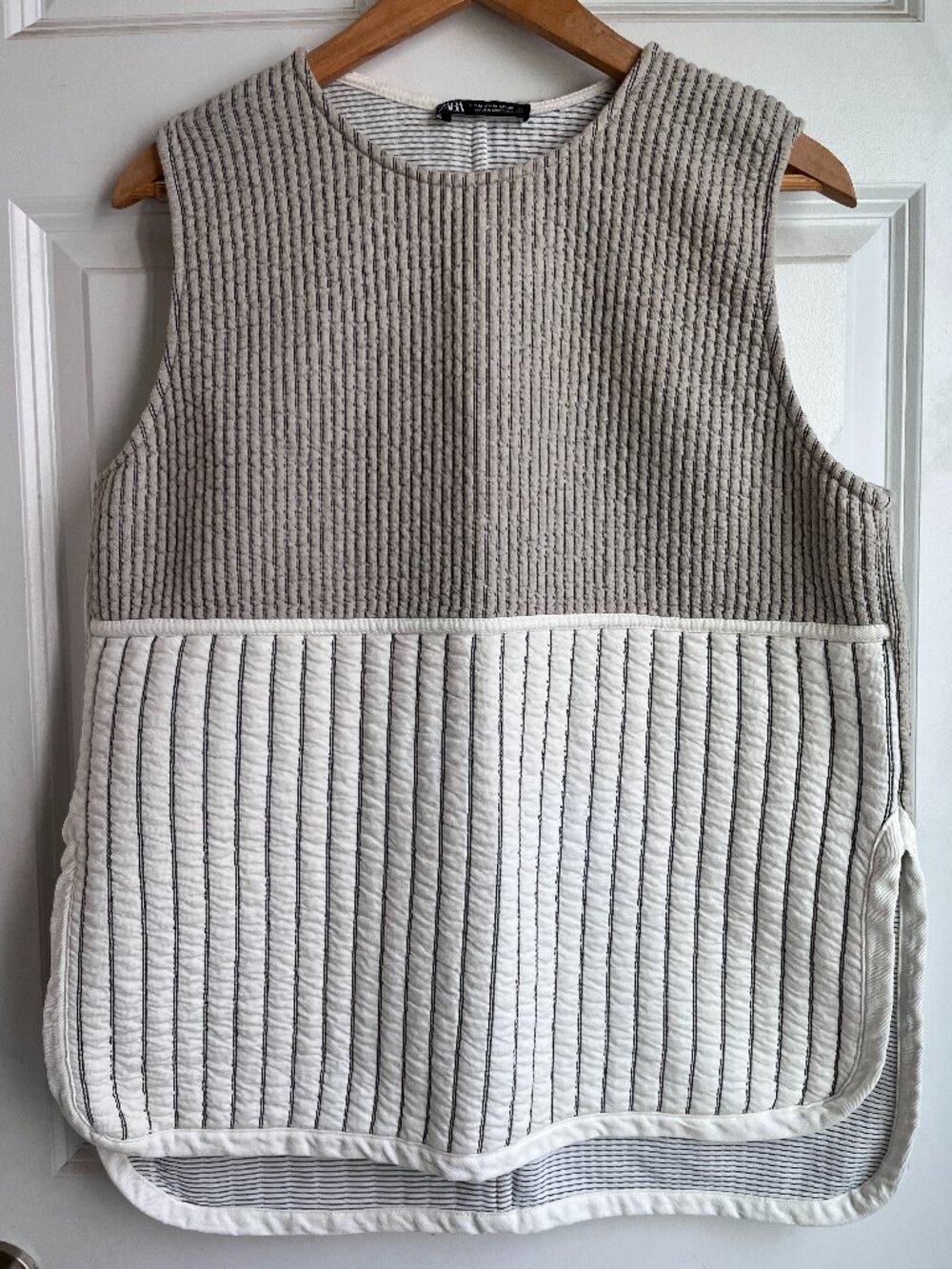 Zara Quilted Colorbock Sweatshirt Vest